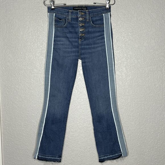 Veronica Beard Size 26 Jeans High Rise Baby Boot Cut Tuxedo Stripe Carolyn - Picture 2 of 6